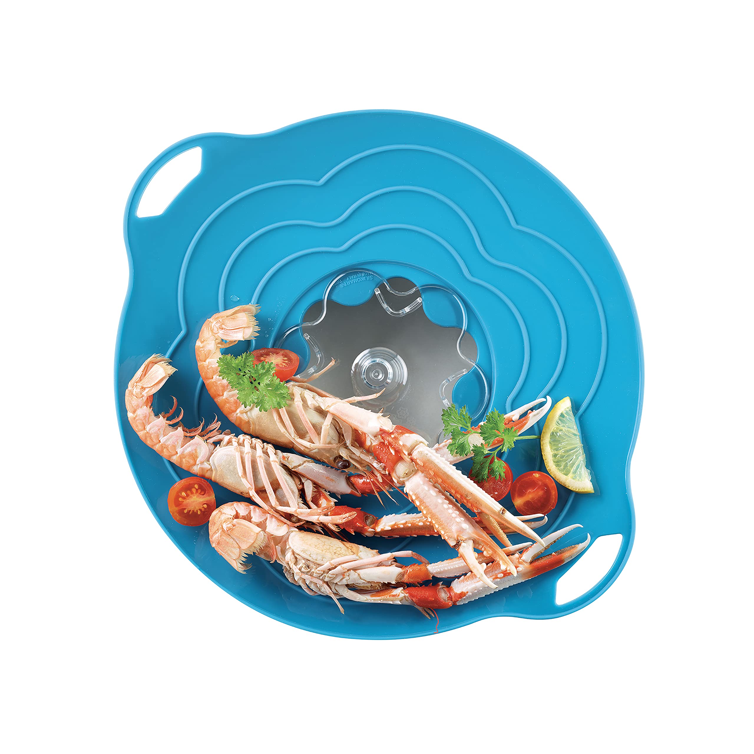 Silikomart |Coperchio in Silicone Vapo Twist con Tappo Rimovibile, Colore Azzurro, Misure Ø220 mm, Made in Italy