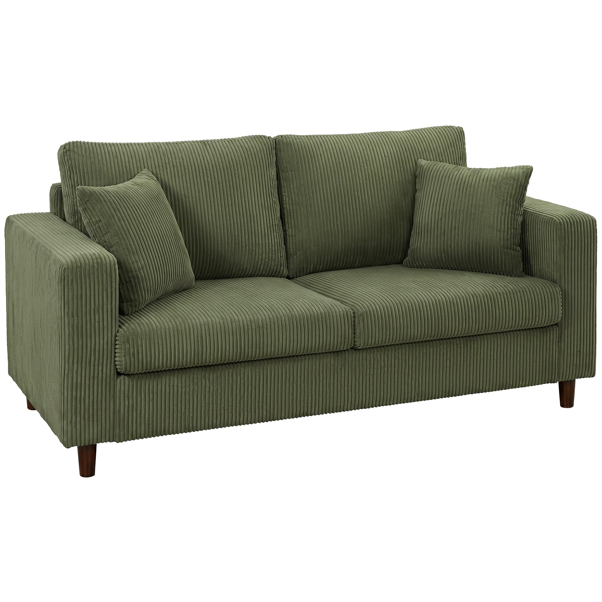 HOMCOM 2-Sitzer-Sofa Bequemes Cordsofa mit Breiten Armlehnen 170 cm Grün