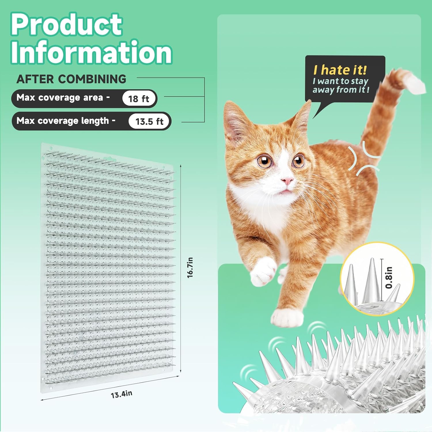 myzc 12 packs scat mat for cats, cat repellent mat with 13x16 inches, cat spike mat is a perfect pet training mat kit for indoor & outdoor to deterrent cats & other animals for all seasons