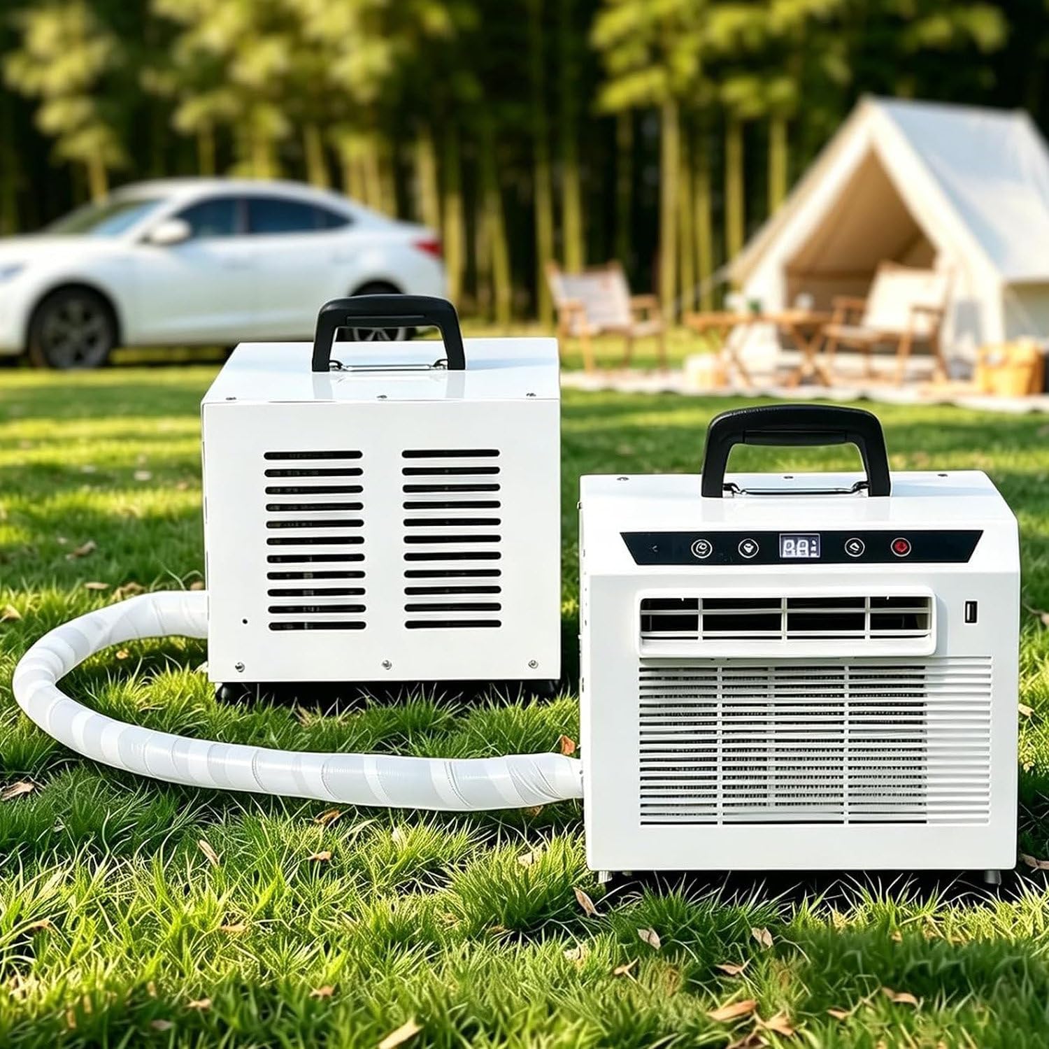 GTANND 3000 BTU portable air conditioner, portable air conditioner with exhaust hose, portable indoor/outdoor unit with touch panel, portable split air conditioner, remote control 2meters