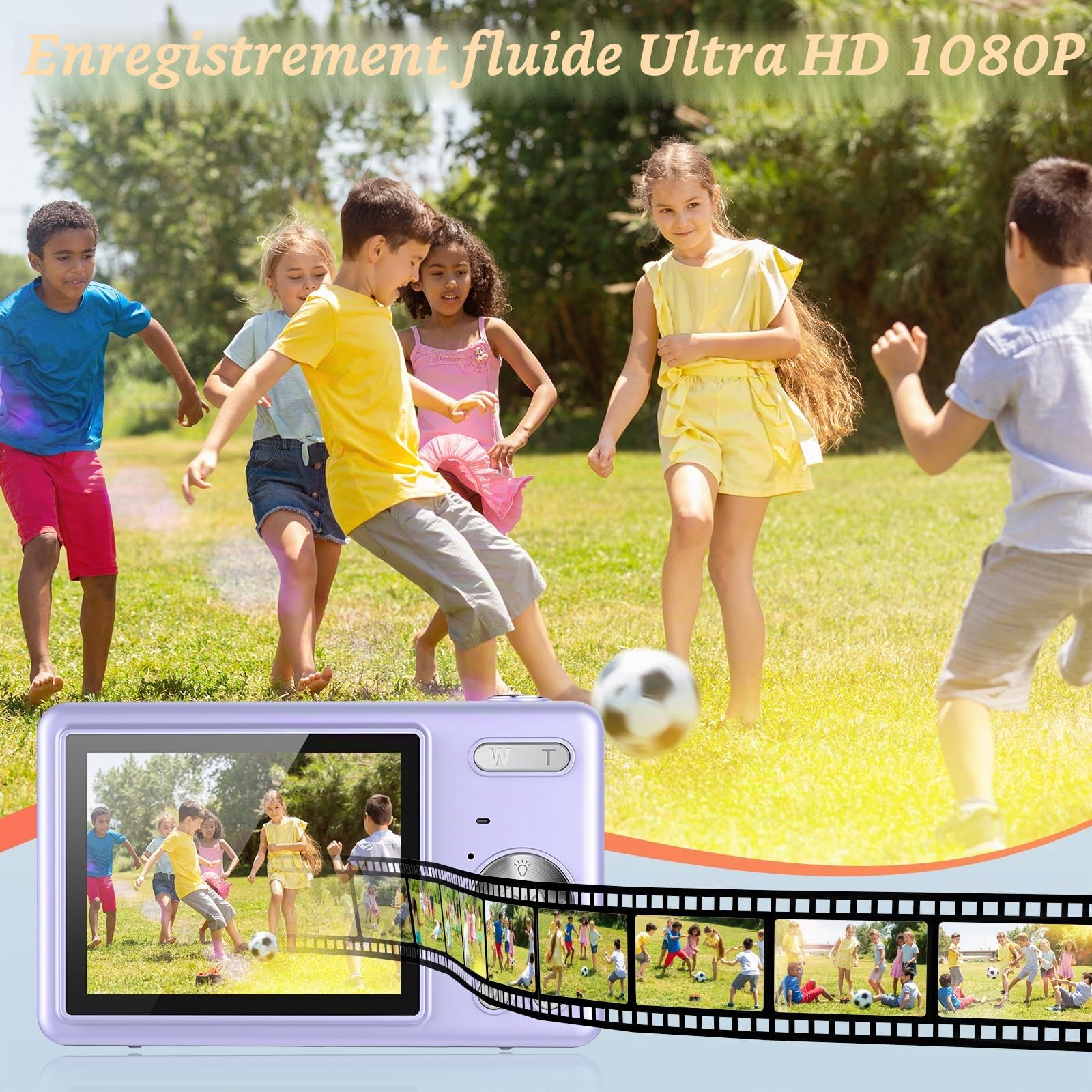Appareil Photo numérique 1080P FHD Appareil Photo Compact 44MP avec écran LCD 2,4" Zoom numérique 16X Vlogging Appareil Photo numérique Portable avec Carte SD 32 Go pour Enfants (Violet)