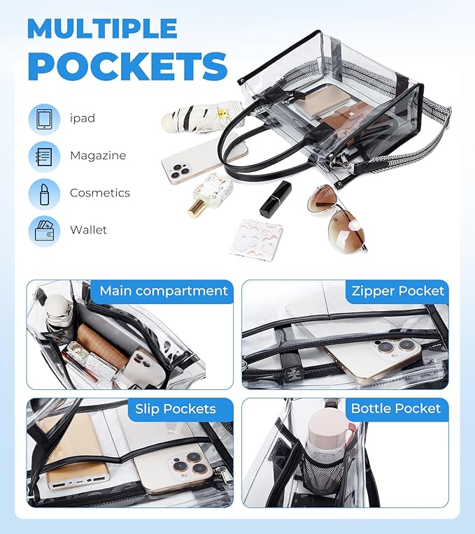 Bolso Tote Transparente para Mujer en PVC miniatura 5