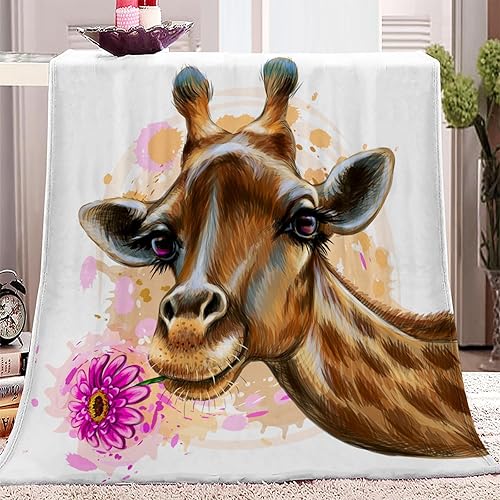 Manta de forro polar para mujeres, hombres y niños, súper suave, regalos (60 x 80 pulgadas), divertida manta con patrón de jirafa de animales,