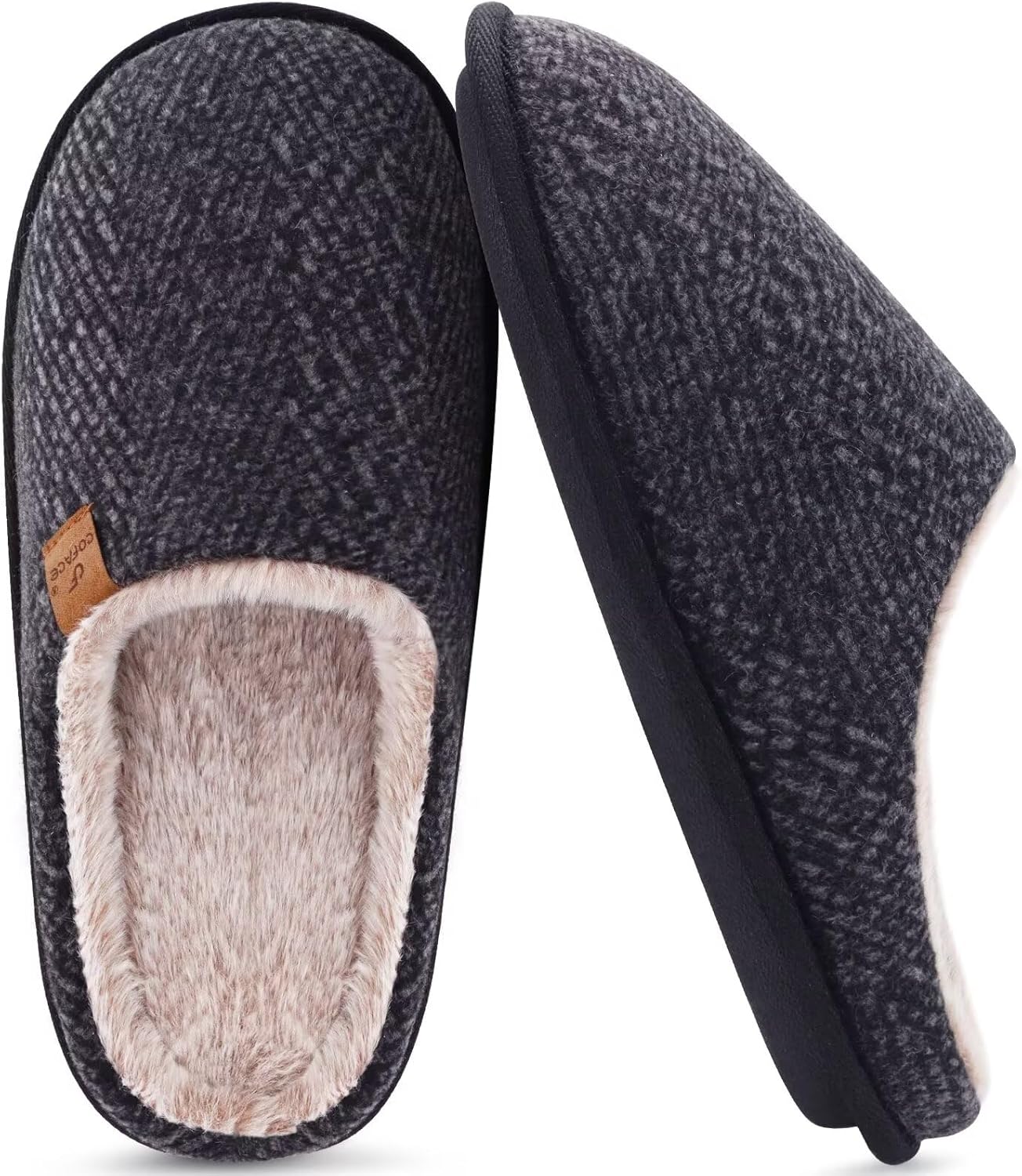 COFACE Mens Cozy Memory Foam Scuff Slippers Casual Slip On Warm House Shoes Indoor/Outdoor Sandal Slippers With Arch Support Rubber Sole Size 7-15 - Image 6