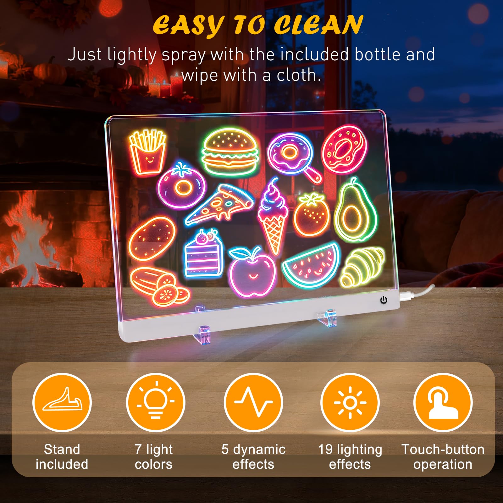 LED Zeichenbrett Kinder 35x25cm, Acryl LED Maltafel mit 13 Farben & 6 Modi, Leuchtzeichentafel mit 7 Bunte Marker & Pausheft, Kreatives Geschenk für Mädchen Jungen