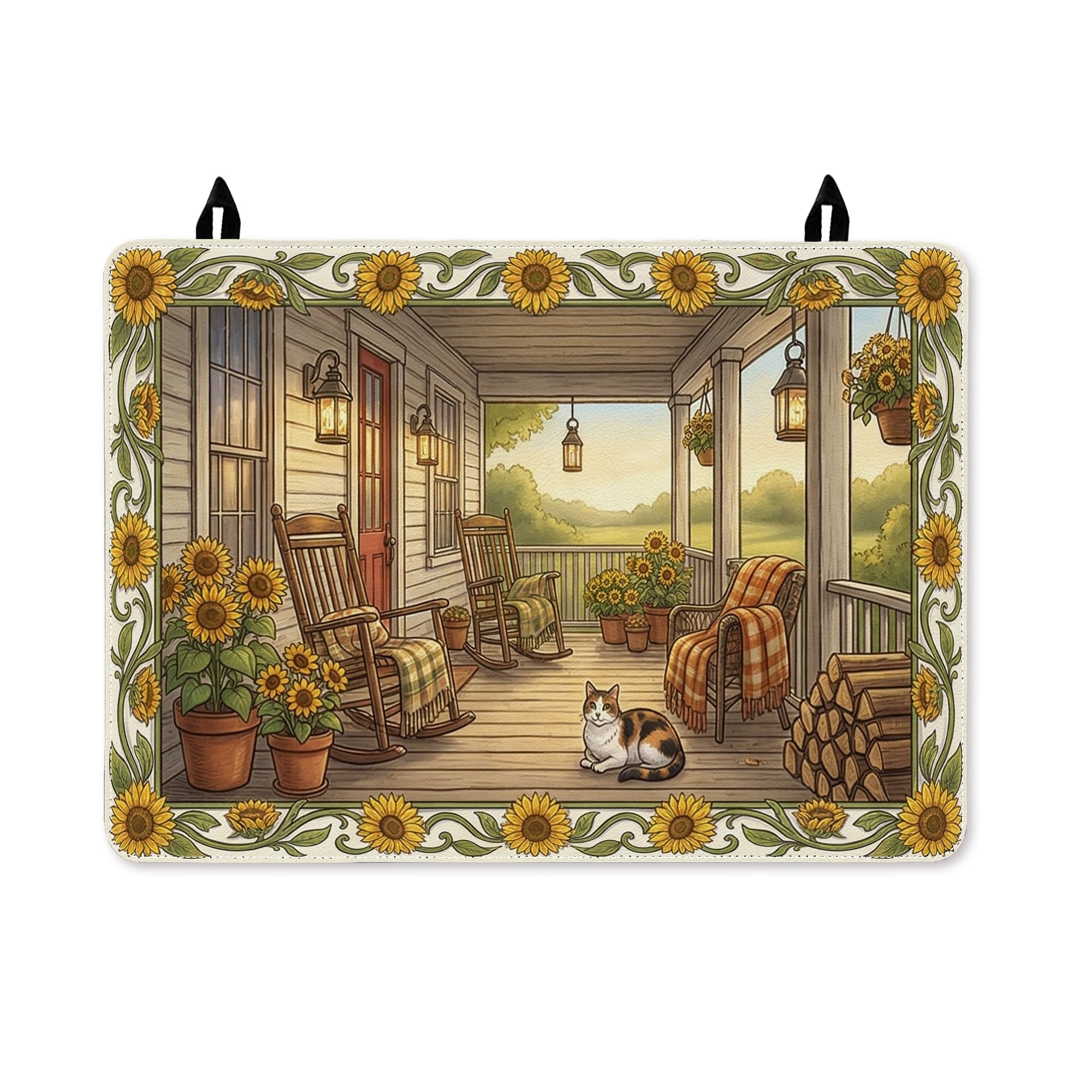 Housse de cuisinière électrique tournesol en PU jaune automne 71x50 cm