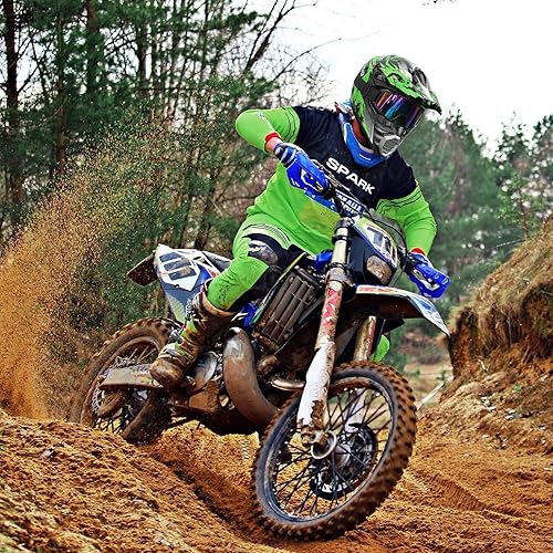 Miniatura 7 de Casco de motocross para niños jóvenes, casco de motocicleta todoterreno BMX de 4 ruedas con gafas, guantes y máscara, aprobado por DOT (verde