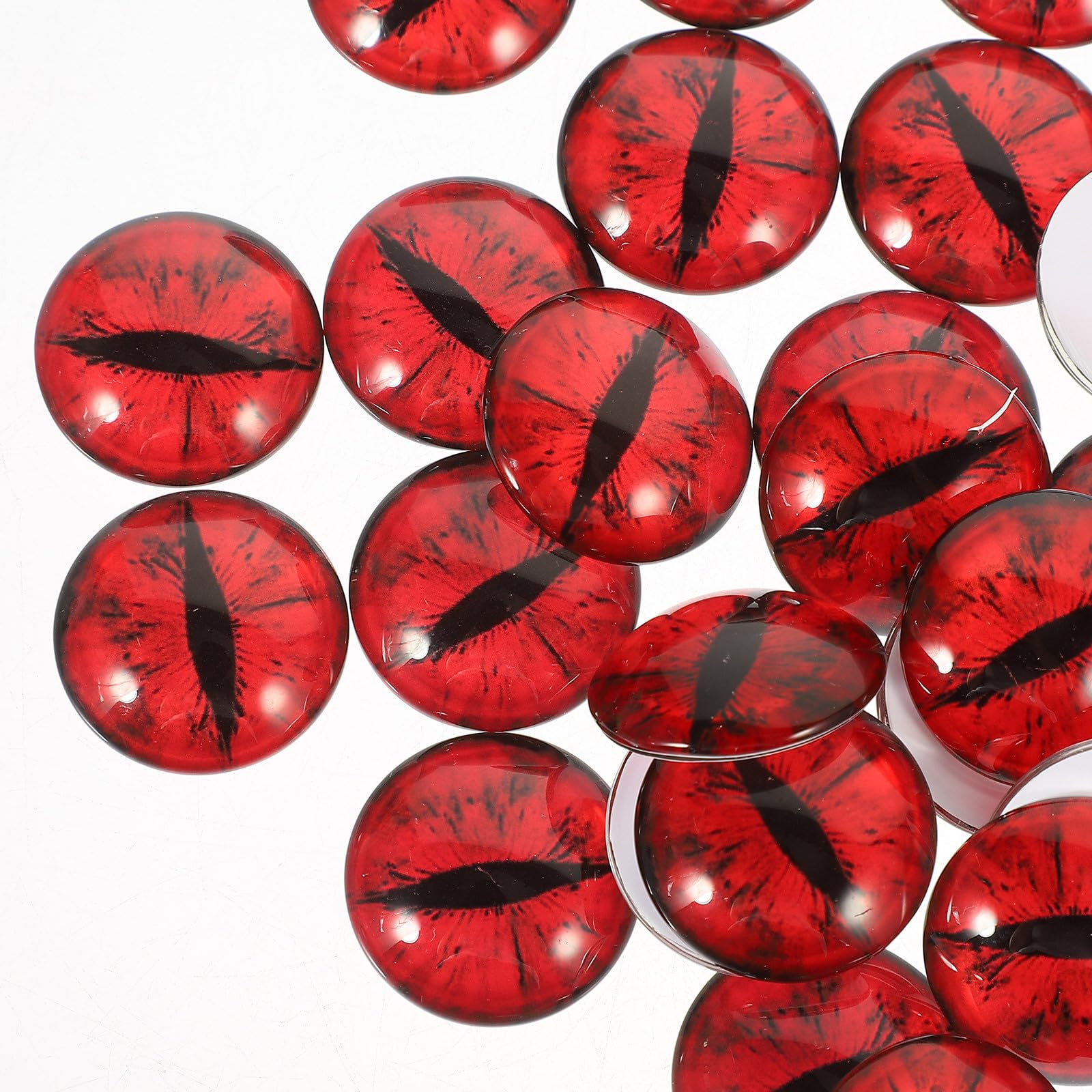 Runde Glasaugen Realistische Augapfel Dekoration mit Hoher Transparenz 100 Stück Rot 25mm für Puppenzubehör und Selbstgemacht Bastelarbeiten