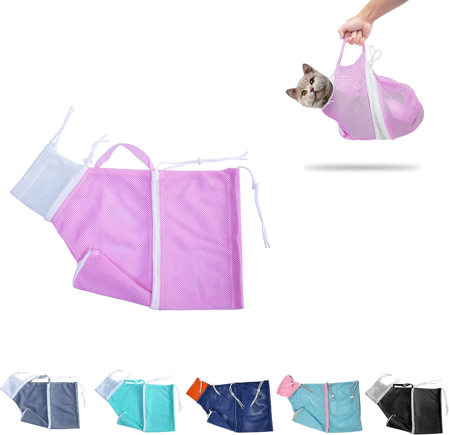 Cat Bathing Bag, Grooming Net Bag Adjustable Breathable