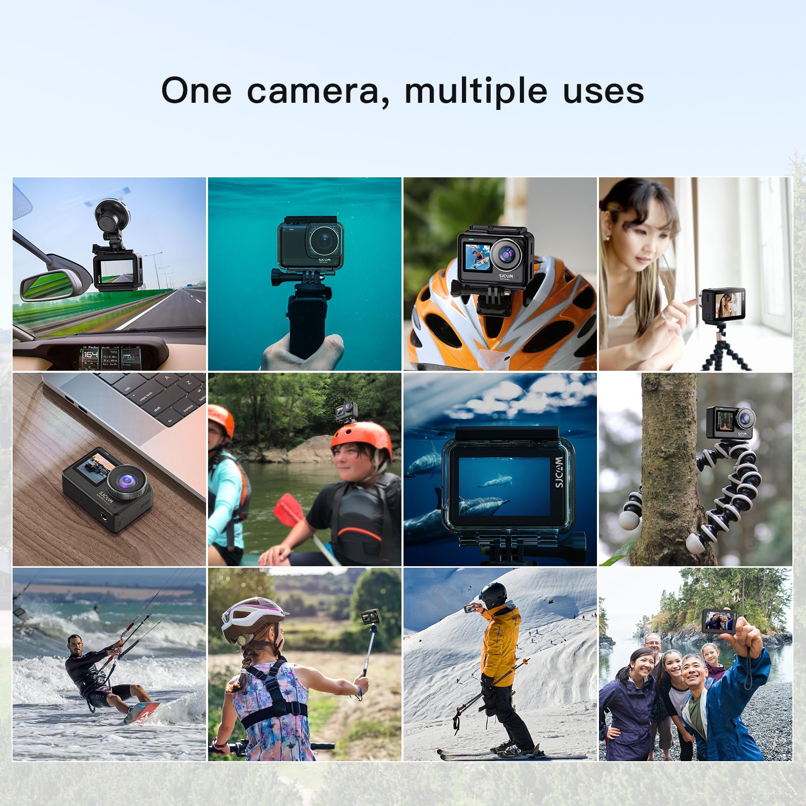 SJCAM SJ11 4K30FPS Action Cam 2.4Ghz/5Ghz WiFi Kamera Fernsteuerung, 2.33'' Berührungsbildschirm 154° FOV Sportkamera mit 6-aixs Stabilisierung, 5M Körper wasserdicht Unterwasserkamera mit Helm Kits