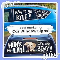 Vista 3 de Marcadores de Tiza Jumbo Blancos - Marcadores de Ventana de 15mm Paquete de 4 Bolígrafos Blancos - Uso en Coches, Pizarra, Pizarra Blanca, Pizarra