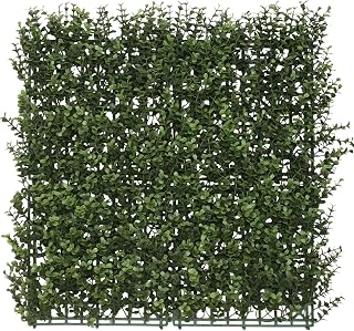 E&K 20" x 20" Artificial Plant Fence Panel Faux Leaves Grass Wall Privacy Screen Panel Decorative for Indoor Outdoor (Buxus-Olivia, 20 Pcs)