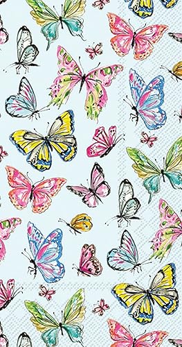 Butterfly Medley - Servilletas de fiesta de invitados - 32 unidades  2 paquetes de servilletas de buffet de 16 quilates, 8.5 x 4.5 pulgadas