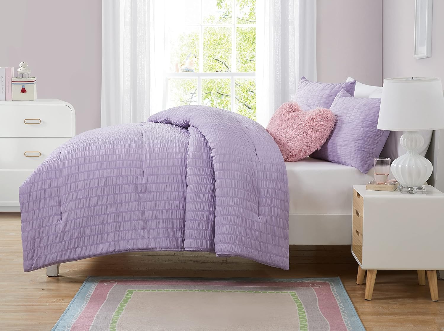 Olivia & Finn Seersucker Collection Lilac Textured Stripe Kids