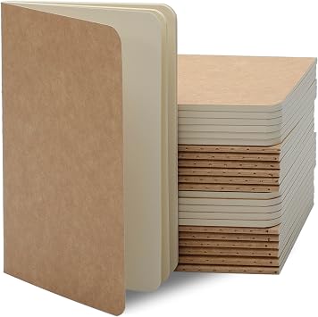 TWONE Pocket Notebook, 24 Pack Softcover Small Notebook for Taking Notes, Plain Paper, 30 Sheets, 3-1/2 x 5-1/2, Kraft Brown Cover