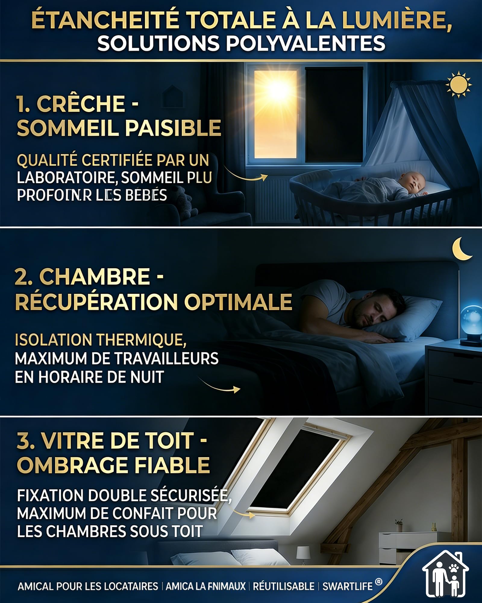 Occultant sans Perçage 240x145 cm Ventouses Auto-adhésif Fenêtre Protection Solaire Intérieure