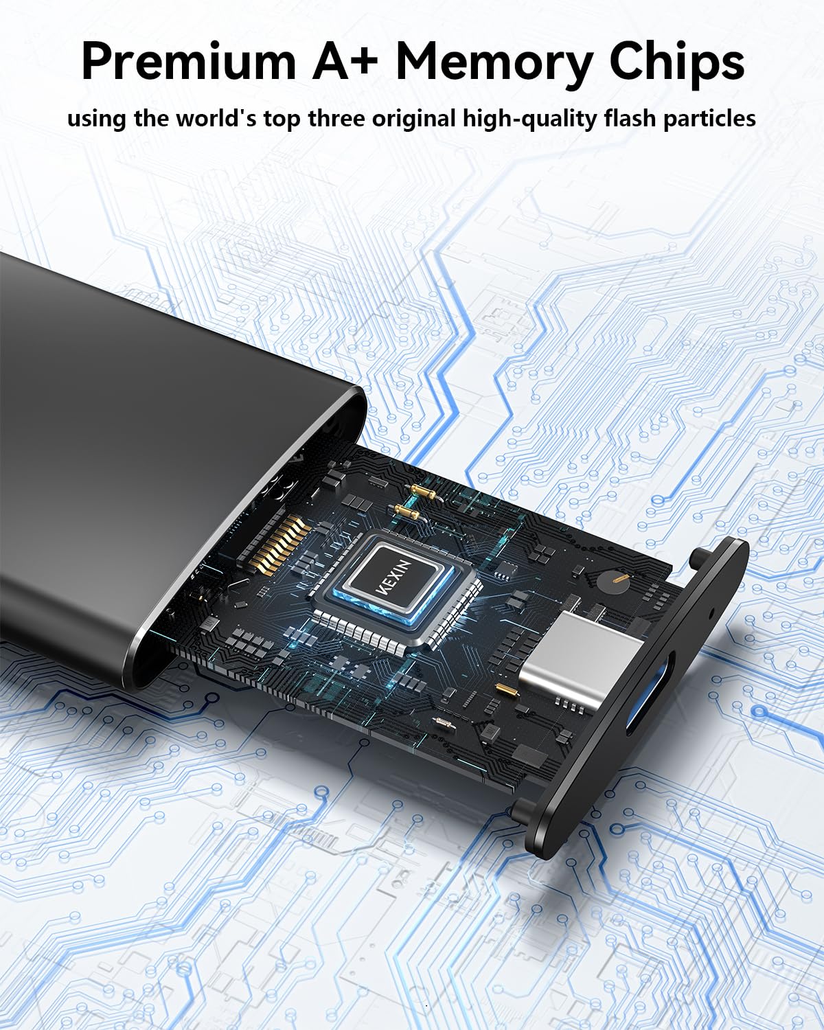 KEXIN Disco Duro Externo SSD de 1TB, USB 3.2 Tipo C, Unidad de Estado sólido portátil de 1TB, hasta 1000 MB/s para PC, Mac, Consola de Juegos Android y más