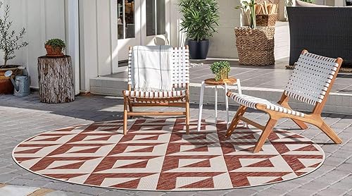 Vista 158 de Unique Loom Unique Loom Outdoor Collection - Alfombra de área - Napa (3 pies 3 pies, redonda, amarillo y aguamarina/amarillo)