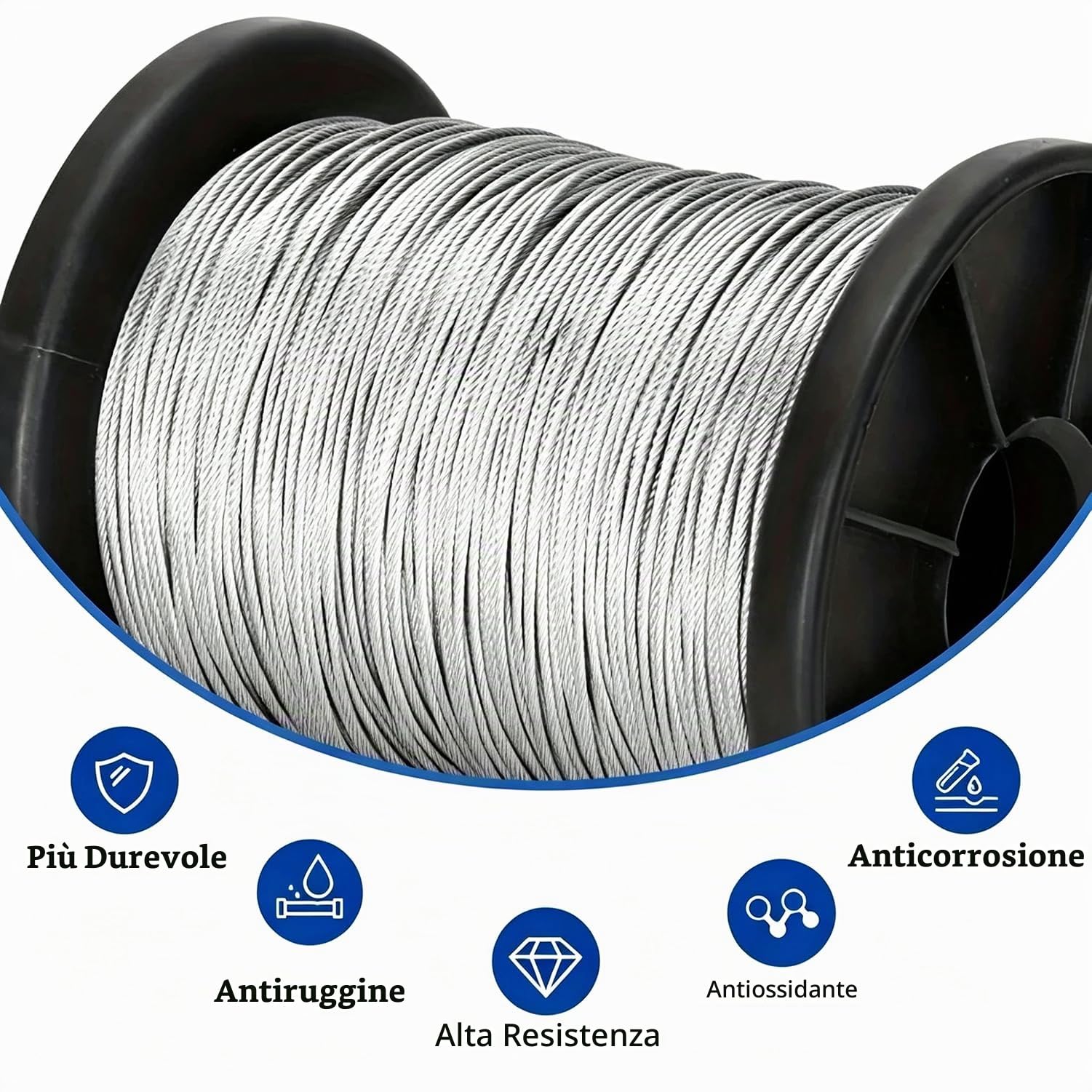 Kit Di Fune Metalliche In Acciaio Inox Da 5 mm,Cavo Acciaio 5mm,Corda In Acciaio Zincato Con Guaina In Pvc Da 30m Fune In Acciaio,Per Sollevamento, Filo Stendibiancheria, Tende Da Esterno