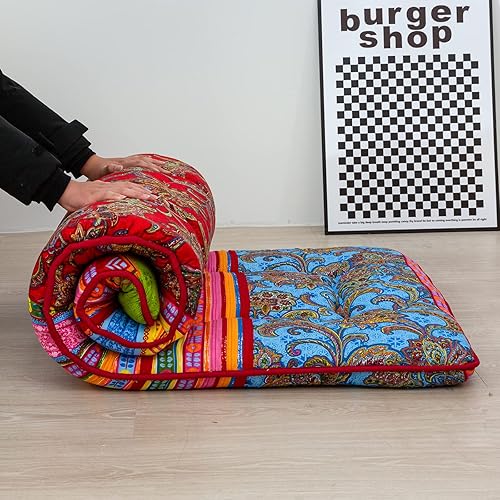 Miniatura 452 de Colchón futón japonés de piso gris constelación, de piso tatami, portátil, para acampar, para niños, sofá cama plegable enrollable con protector de