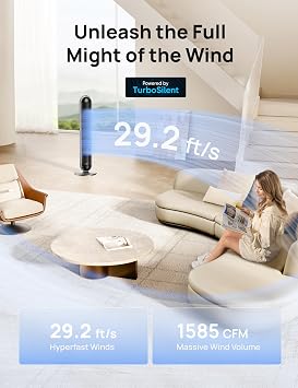 DREO Tower Fan and Heater Combo, 29.2ft/s Standing Fans for Bedroom, 17 Levels, 6 Modes, 120 Oscillation, 42 Inch, 12H Timer, 25dB Quiet, with Remote, for Office, Large Room, Silver