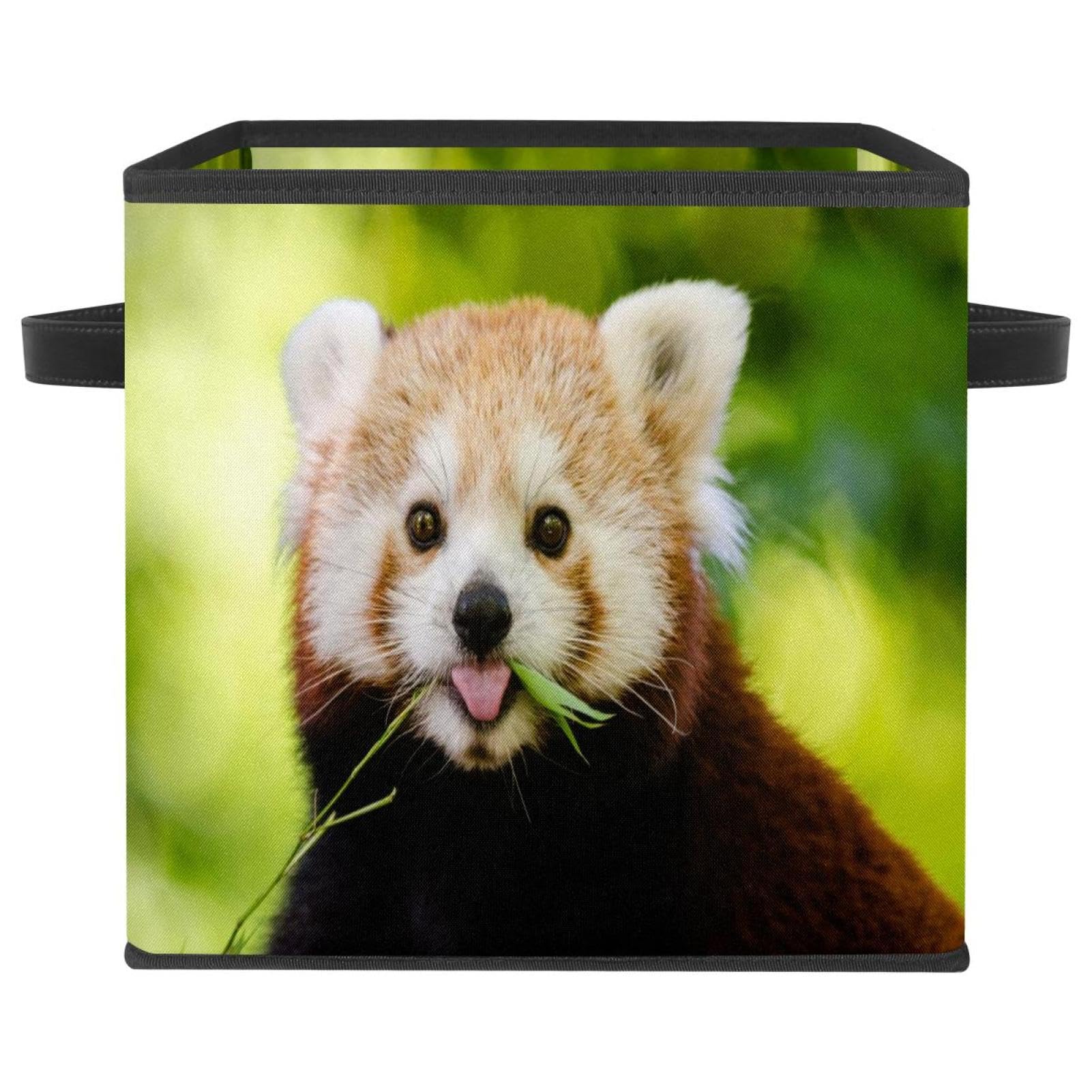 Boîte de rangement pliable cube en tissu motif panda rouge pour armoire et chambre