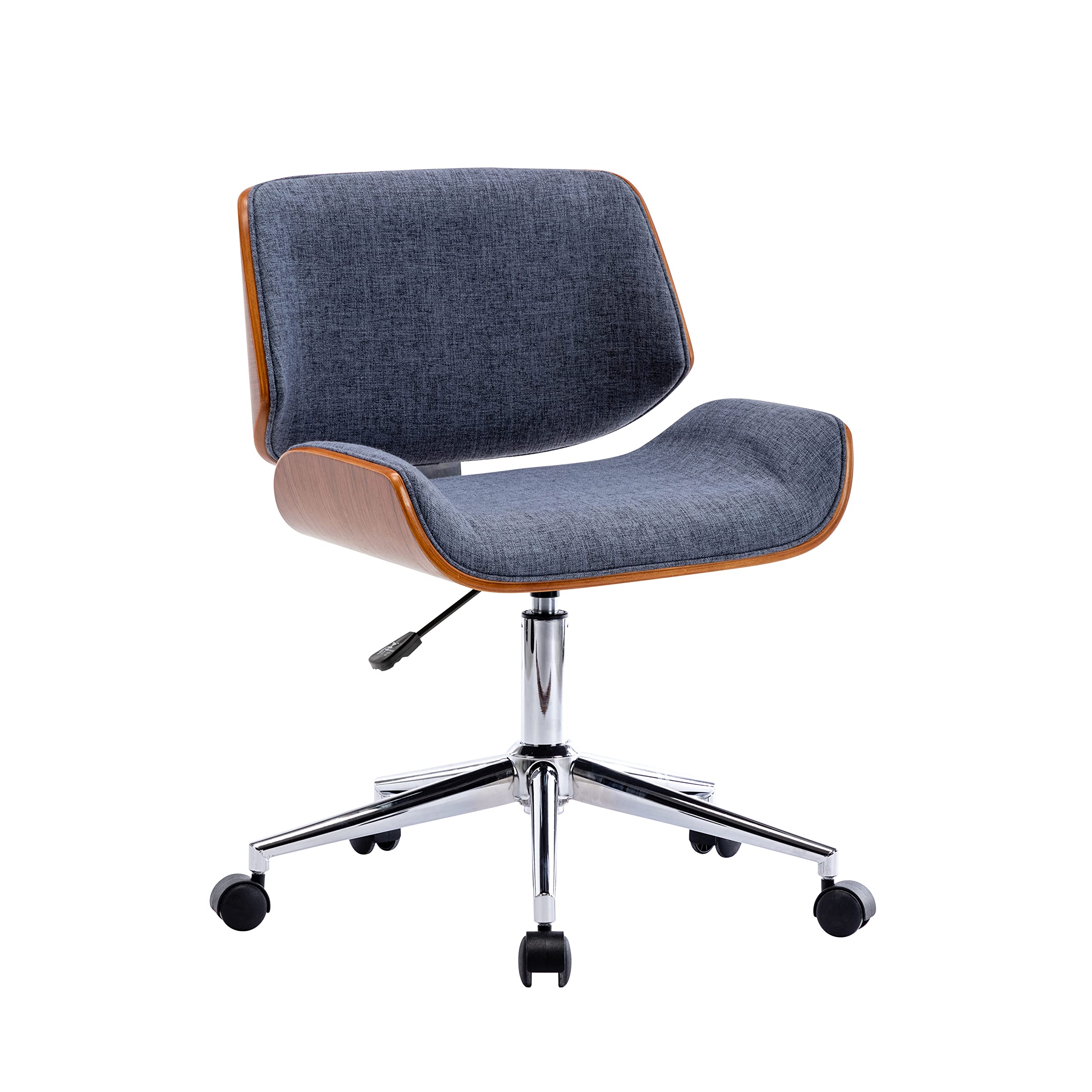 Porthos Home Nadia Office Chair, Awesome Bentwood Style Seat, Soft Fabric Upholstery, Sturdy Chrome Base with Roller Wheels, 360 Degree Swivel, Height Adjustable