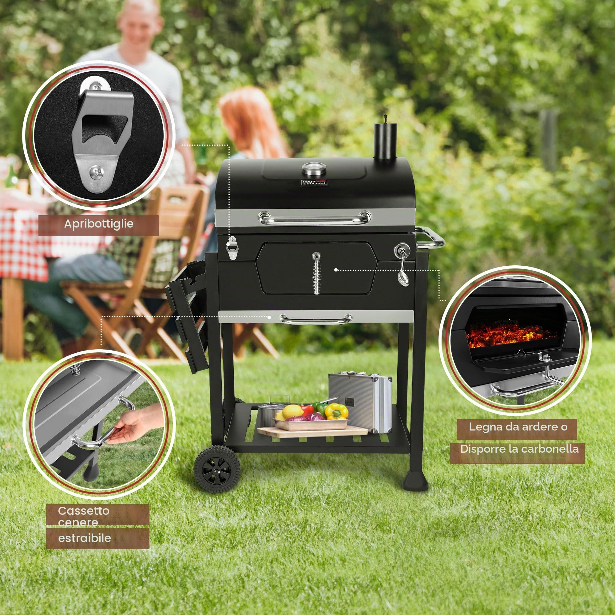 Royal Gourmet Barbecue a carbonella barbecue griglia 59 x 42 cm nero
