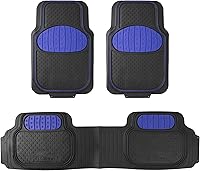 FH Group Heavy Duty Rubber Floor Mats Universal Trim-to-Fit ClimaProof All-Weather Blue for Sedans SUVs Trucks