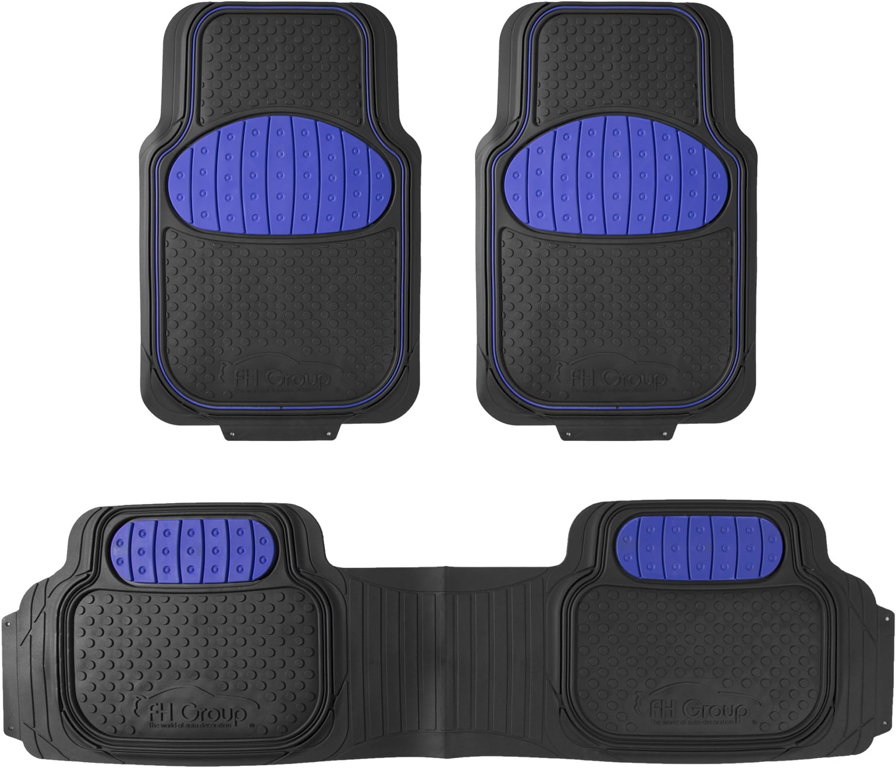 Heavy-Duty Rubber Car Floor Mats - Universal Fit, Trimmable, Climaproof - For Sedans, SUVs, Trucks - Blue