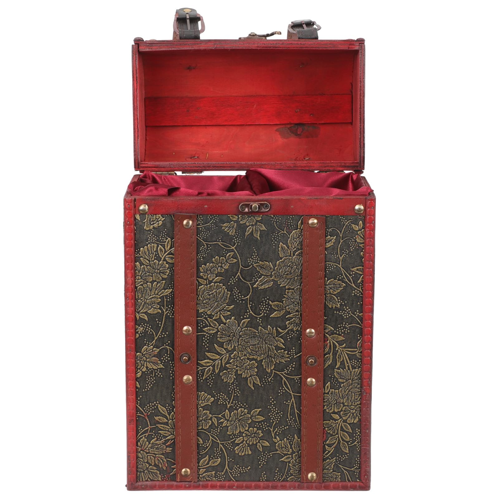 jojofuny Vintage Wooden Wine Box with Lining Double Bottle Holder Wine Storage Case for Packaging Rustic Decorative Wood