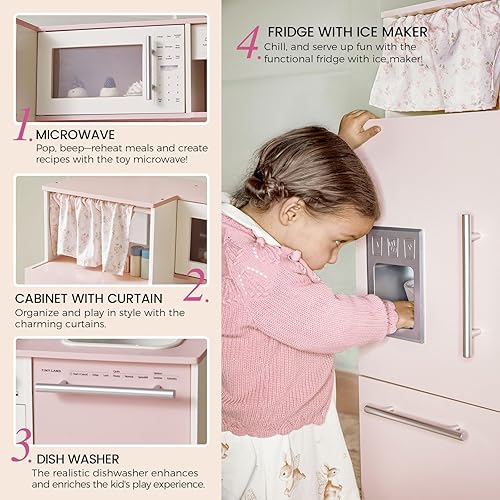 Miniatura 3 de Tiny Land Juego de cocina y cafetera, juguetes de cocina de madera