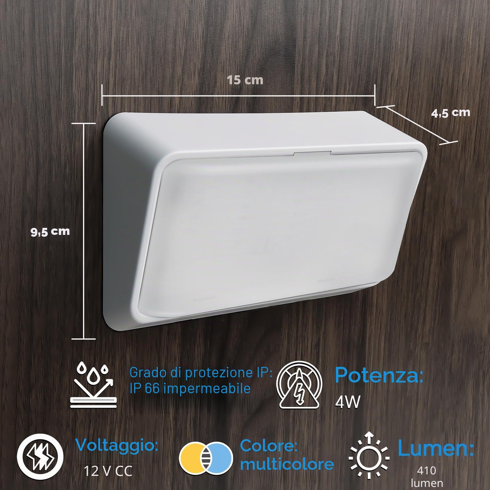 Acegoo Camper Luce LED Portico Doppio Colore Bianco Ambra 12V 410 Lumen IP66 Impermeabile Esterno