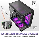 ANSAITE Boîtier PC ATX 9 Ventilateurs PWM ARGB pré-installés, Boîtier PC Gaming Mid-Tower, Boîtier Informatique panoramique en Verre trempé avec Type-C, Support de radiateur 360mm ，Noir(H-D9) - 3