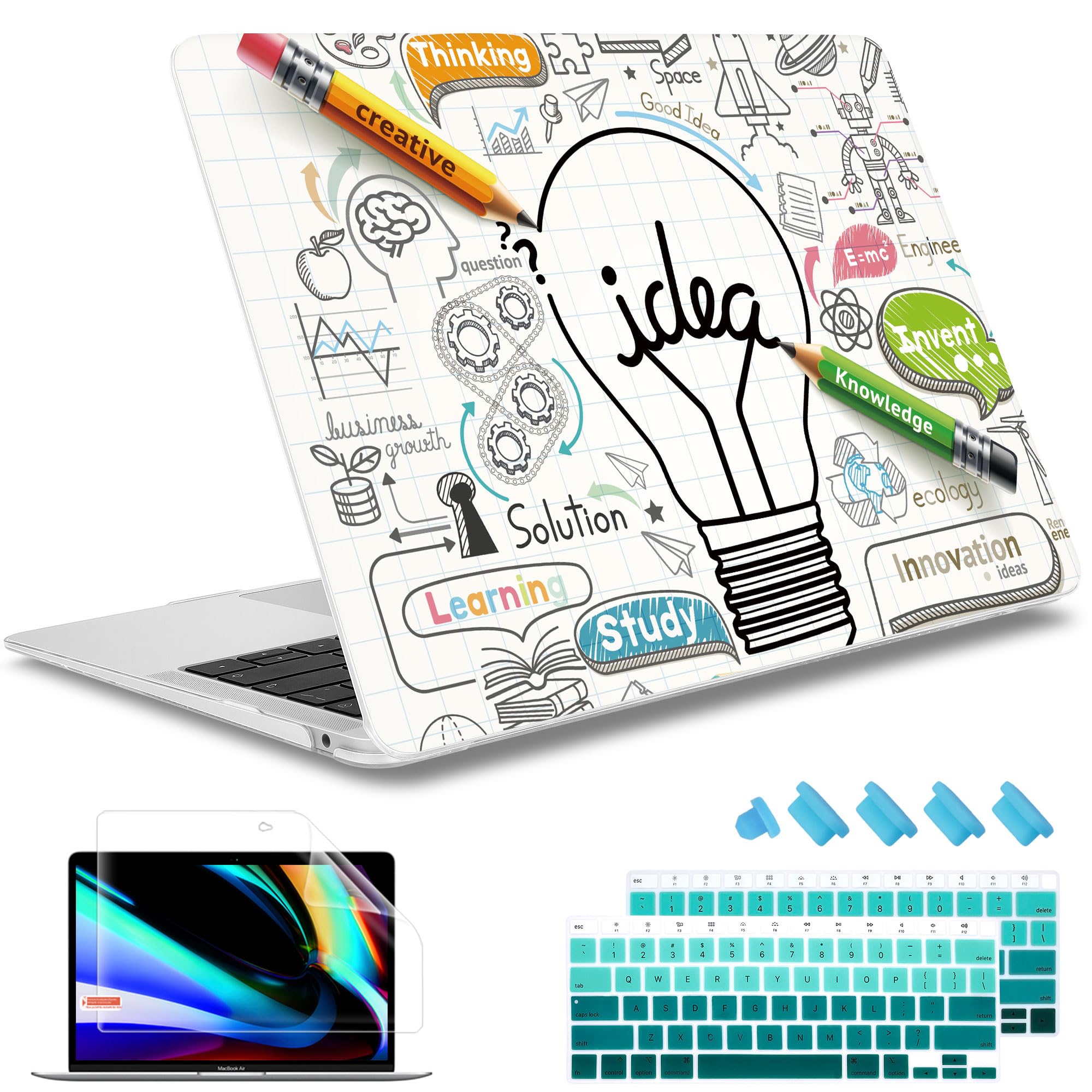 Photo 1 of May Chen Compatible with New MacBook Air 13 inch Case 2021, 2020 2019 2018 Release Model: M1 A2337 A2179 A1932, Plastic Hard Shell Case Cover for Mabook Air 13 inch with Retina Dispaly, Creative lamp