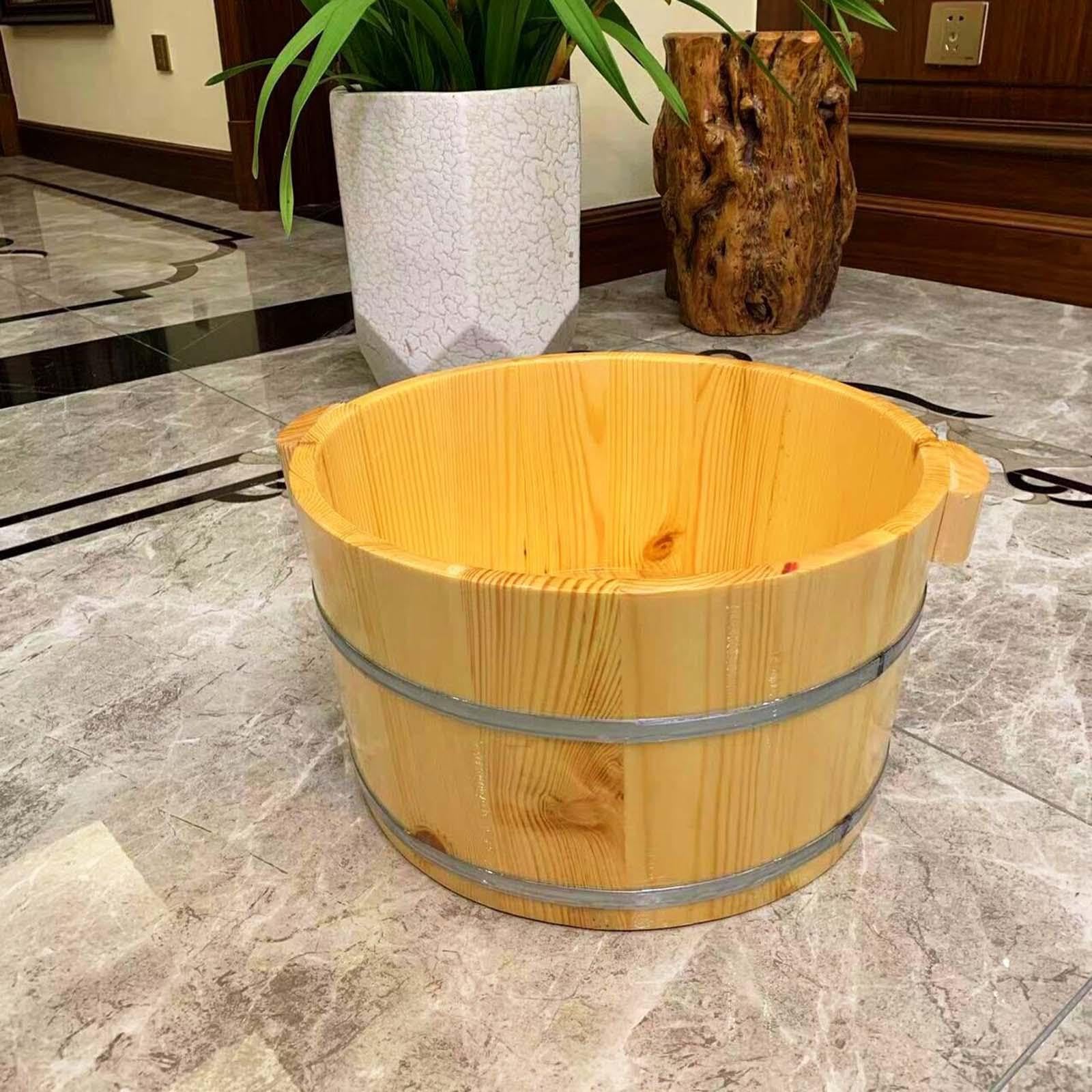 Fußbadewanne mit Eimer – ideal zum Entspannen müder Füße, jederzeit und überall. Genießen Sie wohltuende Bäder. Fußbadewanne aus Holz, Eimer, Becken, hölzernes Fußbad Spa