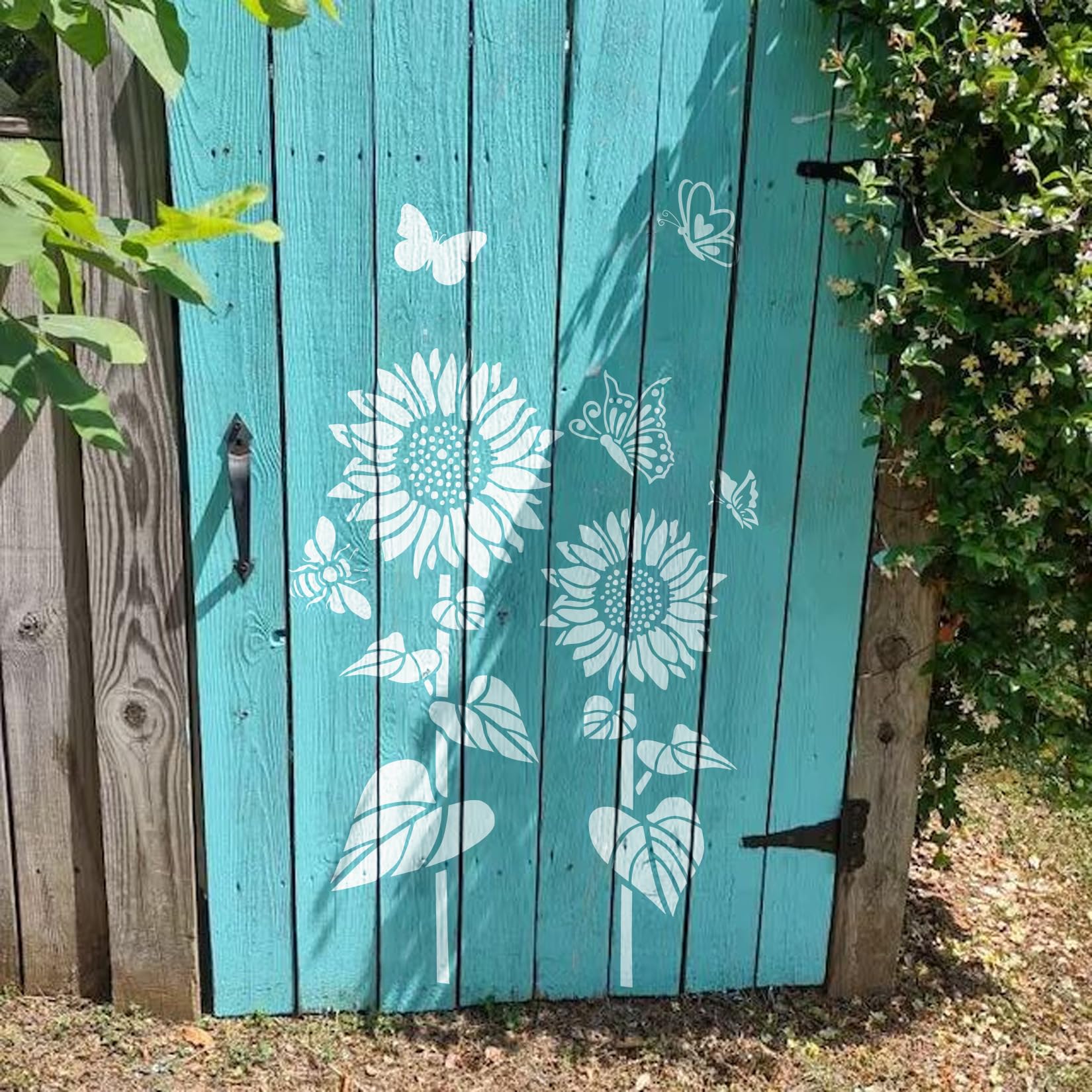 Large Stencils For Garden Gates Large Fence Stencils For Painting - Jumbo  Sunflower Floral Butterfly Garden Wall Stencils Reusable Large Flower  Painting Stencils For Outdoor Fence Decor, image size:1650x1650
