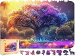 MYS A·U·R Mandala Puzzles en bois de fleur pour adultes 200pcs,11.2x11.2in, Medium, Unique en forme Lotus Yoga Cadeaux puzzles, Irrégulier bois Puzzles automne Cadeau créatif pour adultes et enfants jeu de famille