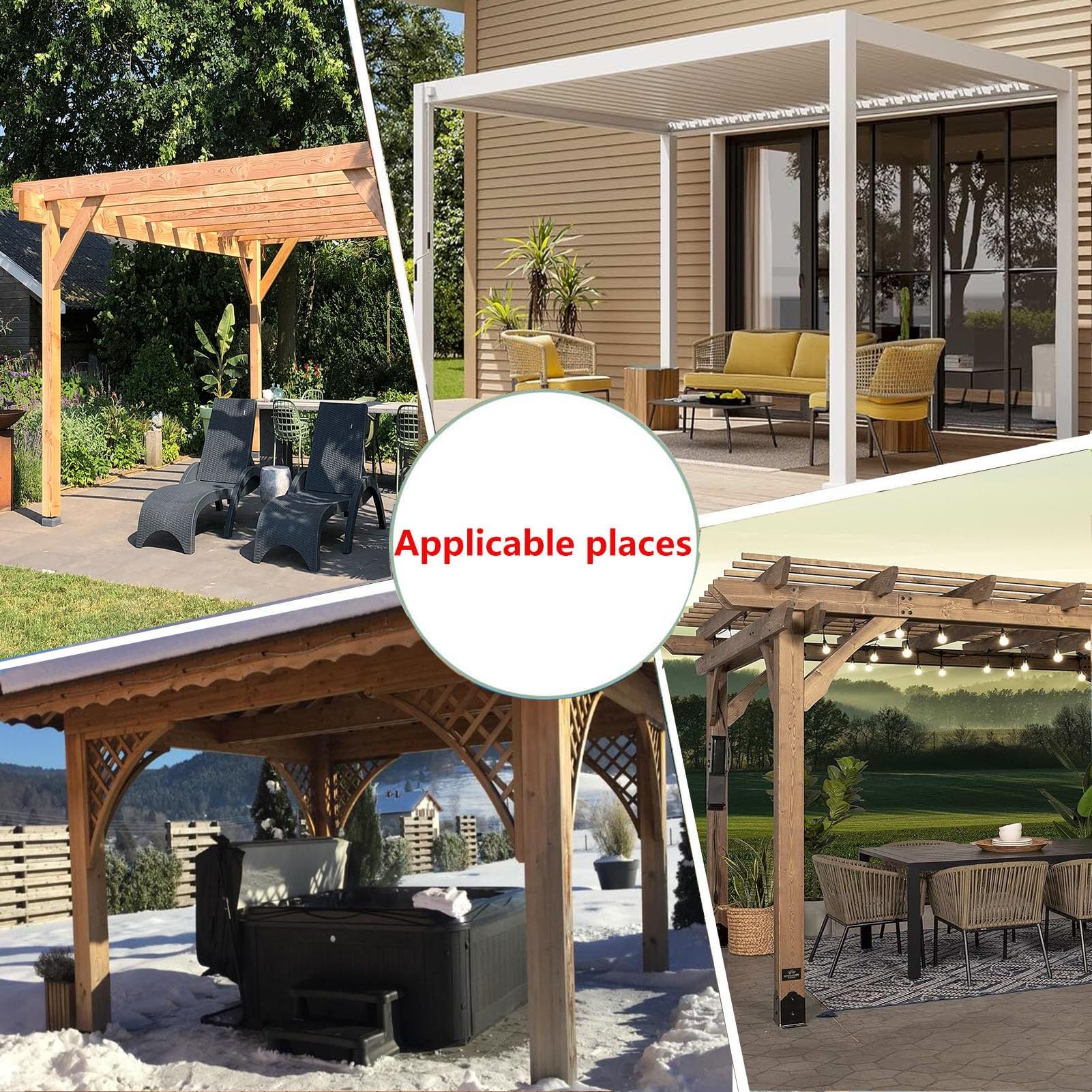 Wasserdichte graue Abdeckplane, Pavillon, Seitenteile mit Reißverschlusstür, für den Außenbereich, transparente Vorhänge für Pergola, Terrasse, 0,6 mm, PVC-Kunststoff, Größe 5 x 3,5 m
