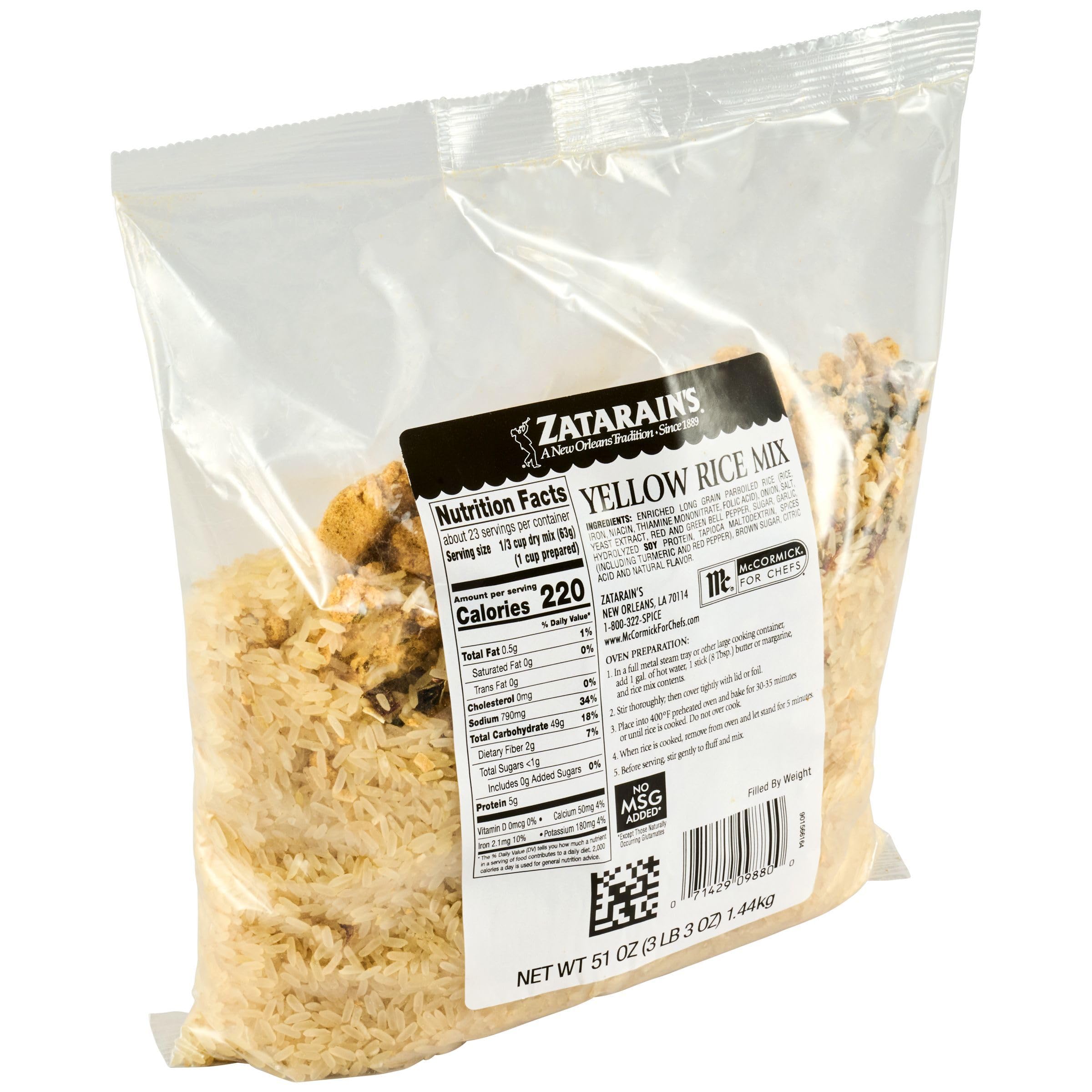 Zatarain's Yellow Rice / 51 Ounce (Pack of 1) / 1 Seasoned Rice