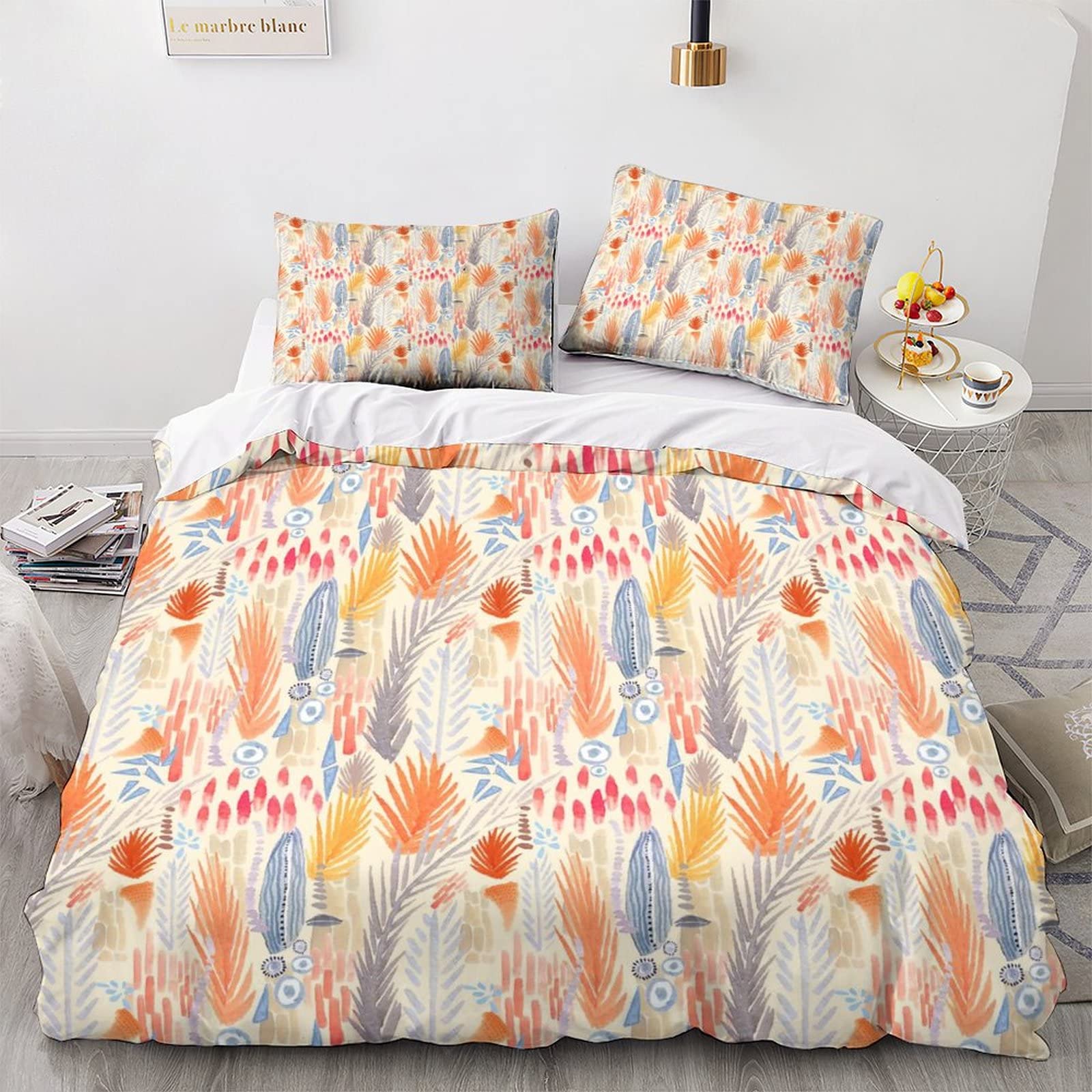Housse de couette bohème 3D parure de lit exotique floral double 200x200