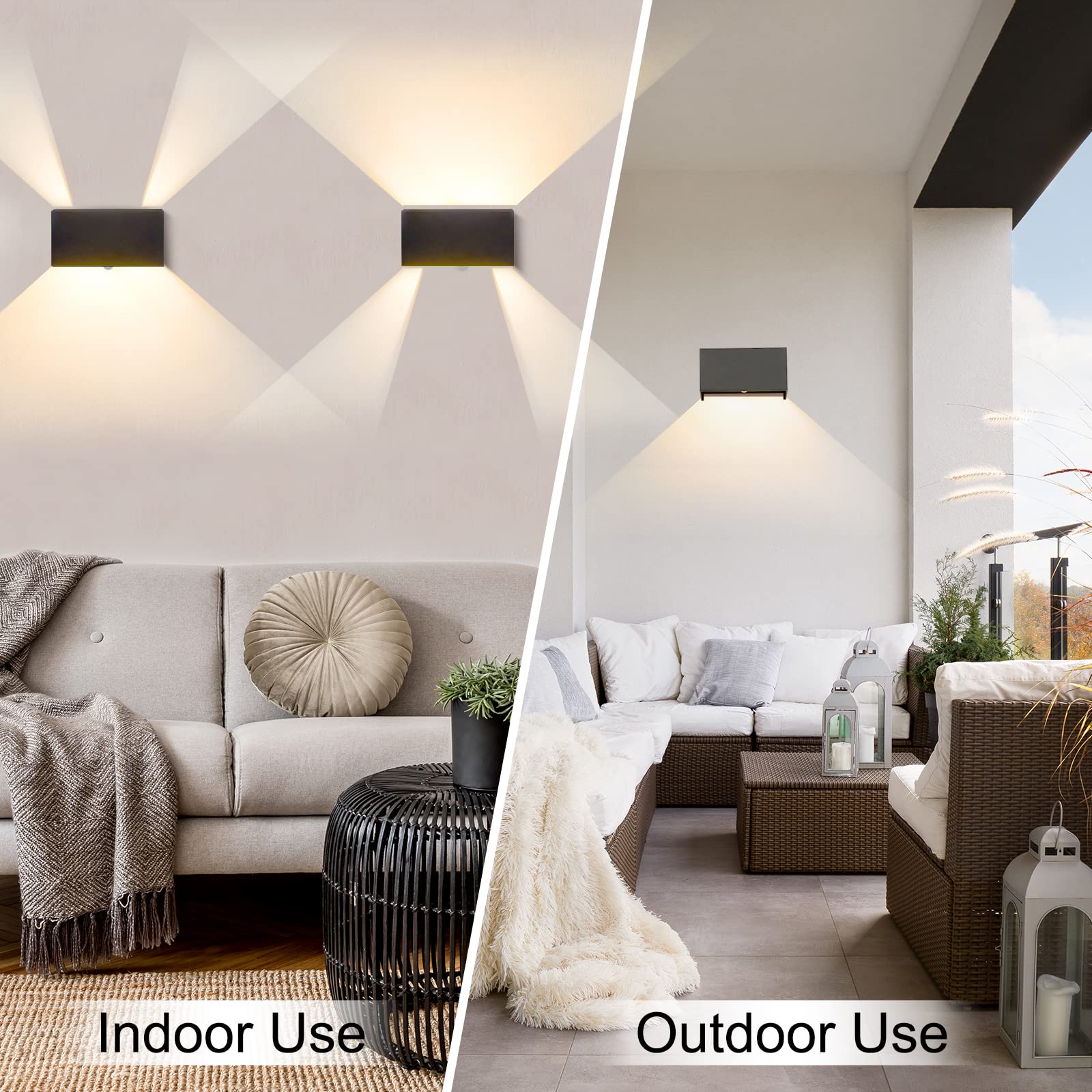 LED Außenlampe Außenleuchte Anthrazit mit Bewegungsmelder, Wandleuchte Wandlampe innen aussen, IP65 Aussenleuchte Aussenlampe Wand, UP Down Außenwandleuchte Außenbeleuchtung Balkon Terrasse