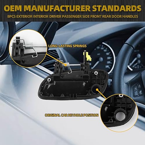 Miniatura 4 de Dasbecan 8 manijas de puerta trasera para el lado del conductor, interiores y exteriores, compatibles con Hyundai Elantra 2001-2006, reemplazan #