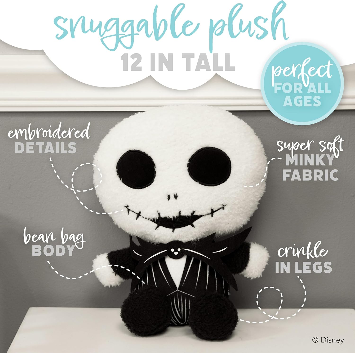 Kids Preferred Disney Nightmare Before Christmas Cuteeze Jack Skellington 12" Stuffed Animal Plush Toy