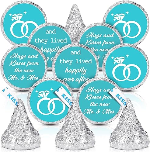 Miniatura 9 de Laumoi 1000 piezas de calcomanías de abrazos y besos de los nuevos Sr. y Sra. para bodas, etiquetas adhesivas de gotas de chocolate de 1.9 cm