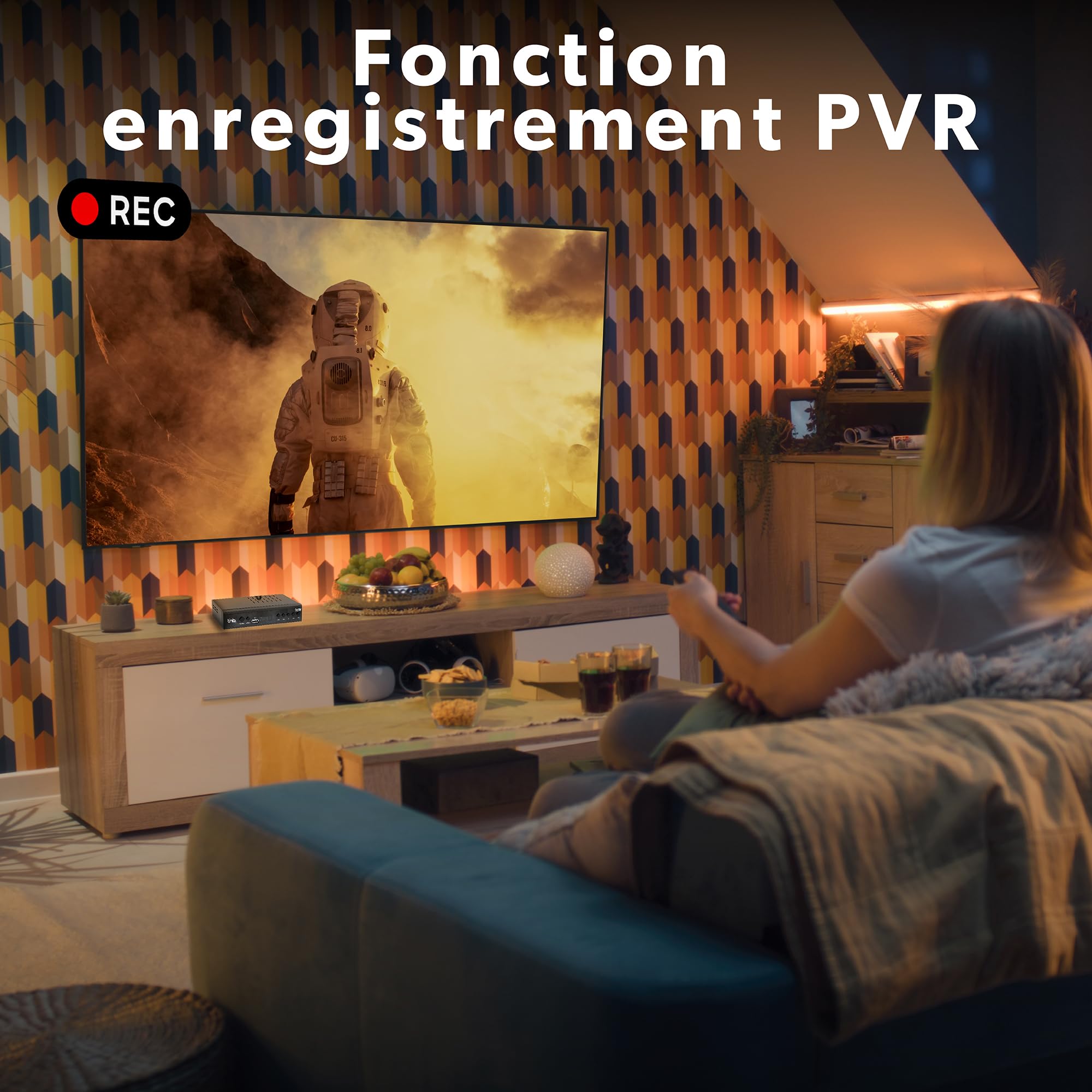 T'nB - Decodificador TNT2 Full HD con Búsqueda Automática/Manual, HDMI y Peritel, Grabación USB, Guía de TV de 7 días, Sonido Dolby Digital - Negro