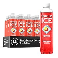 Vista 1 de Sparkling Ice, Agua con gas de limonada de frambuesa, agua con sabor a cero azúcar, con vitaminas y antioxidantes, bebida baja en calorías, botellas