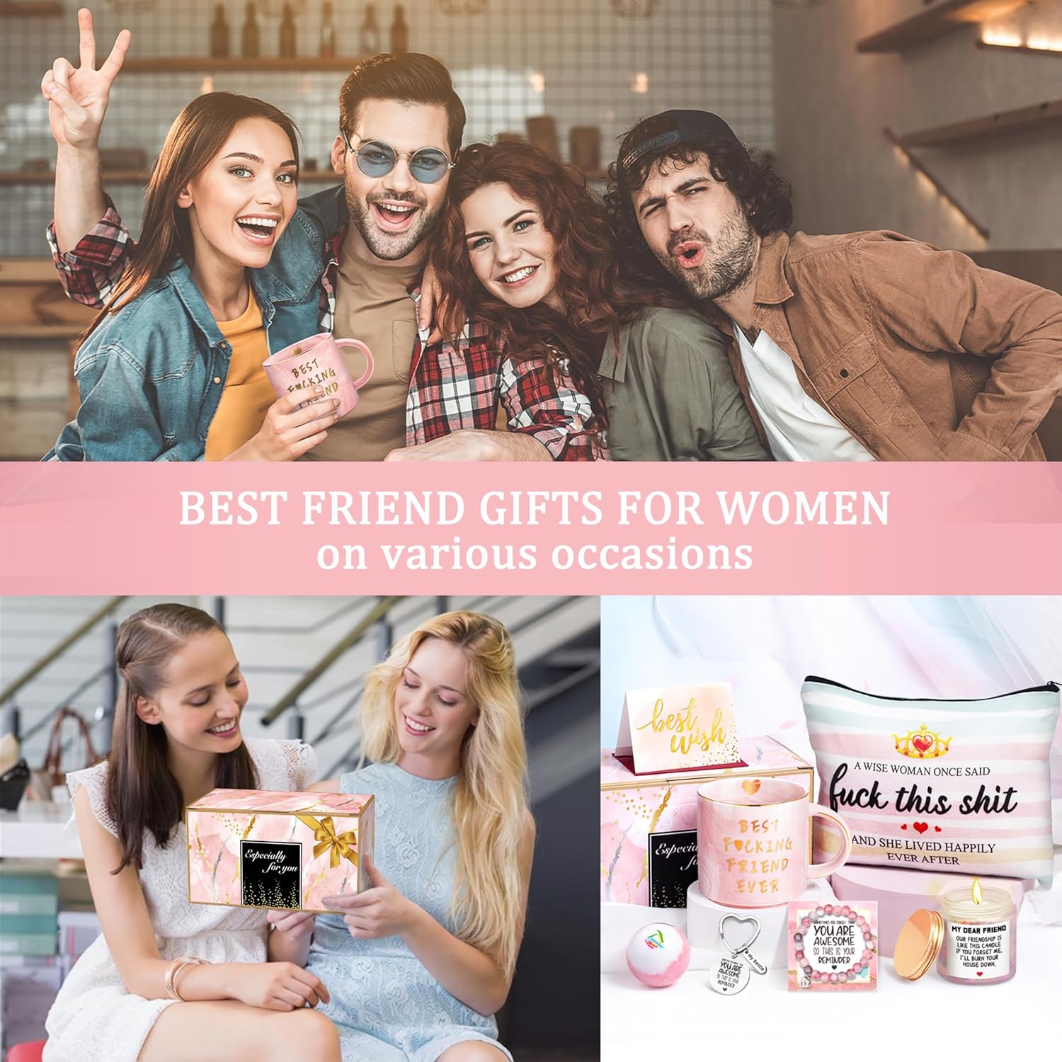 Birthday Gifts for Women Best Friends Friendship Gifts for Women Funny Gifts for Female BFF Female Bestfriend Bestie Scent Candles Coffee Mug Gifts for Friends Her Sister - Image 7