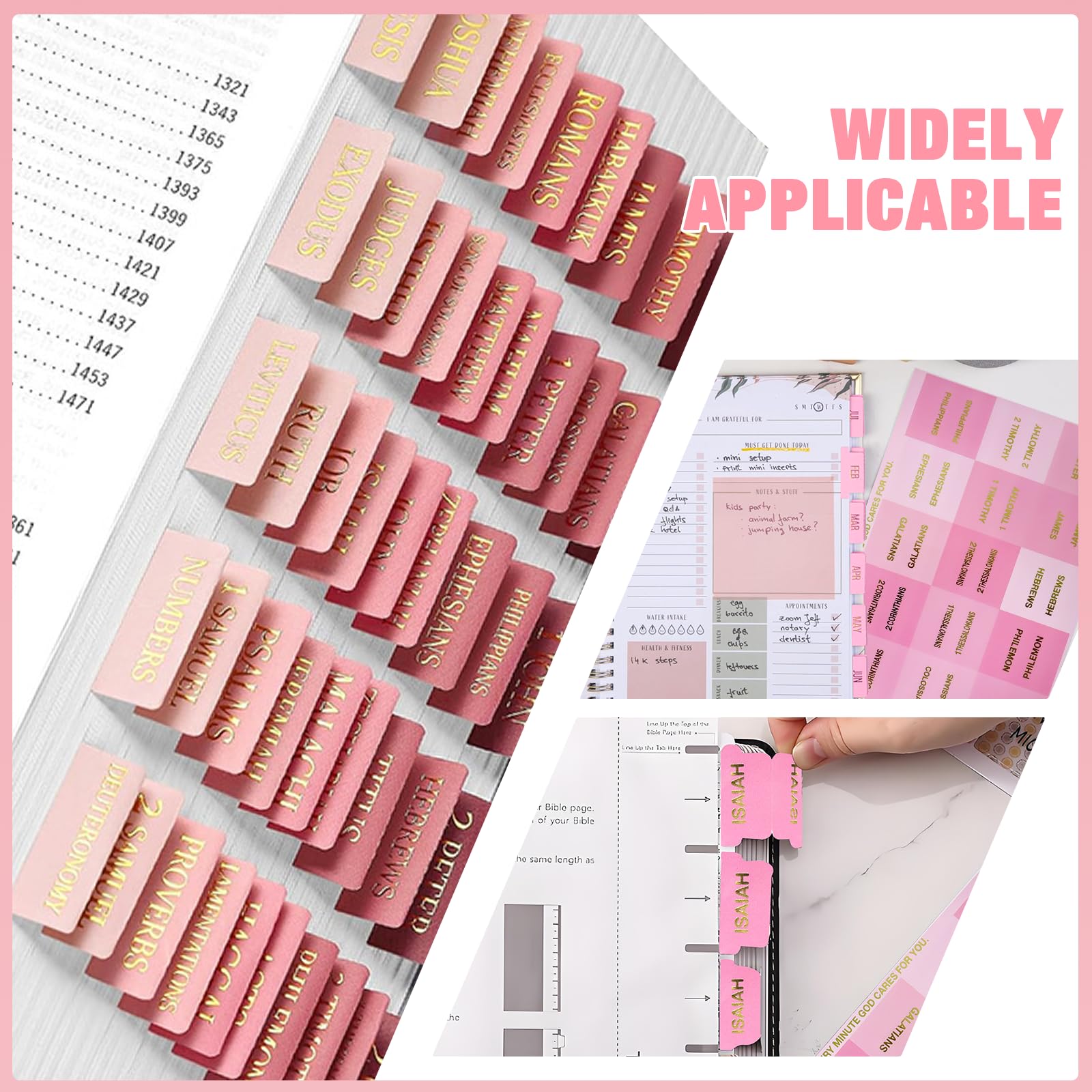 ZOCONE 180 Pcs Bible Tabs Pink for Women 132 Large Print Laminated Bible Stickers with 48 Blank Bible Tabs for Study Bible Index Tabs for Bible Study Accessories Bible Journaling Supplies - Image 4