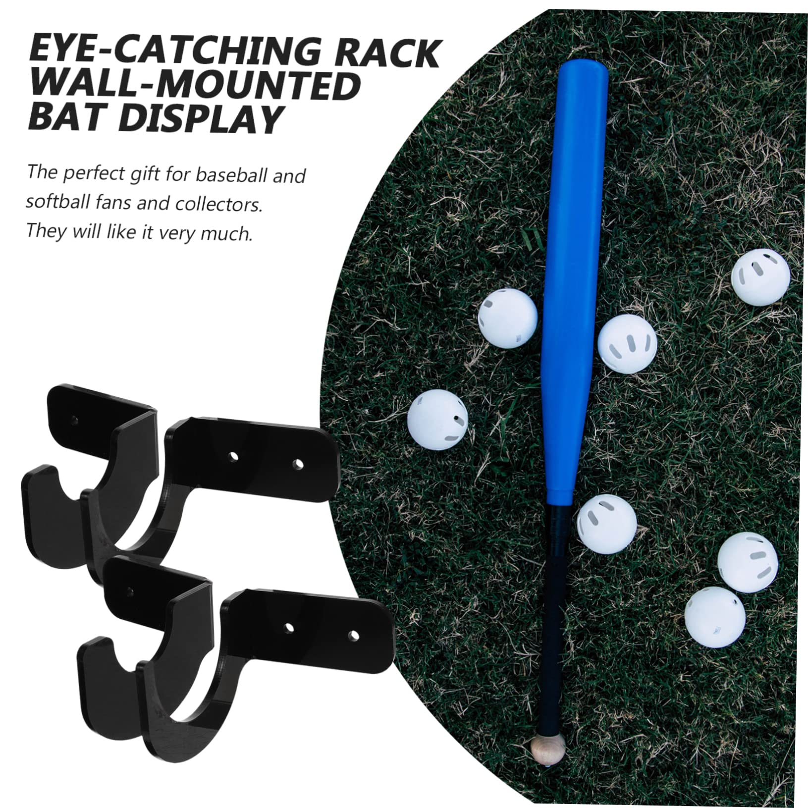 balacoo Crylic Bat Stand Bat Holder Softball Bat Rack for Display Wall-mounted Bat Stands